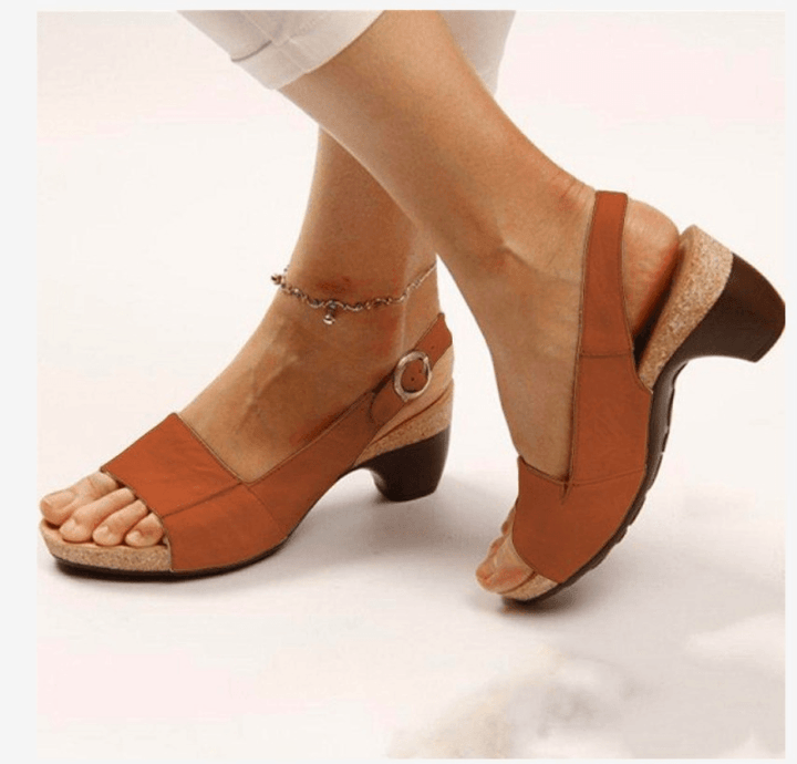 Medium Thick Sandals - Fish Mouth Style with Buckle Detailing