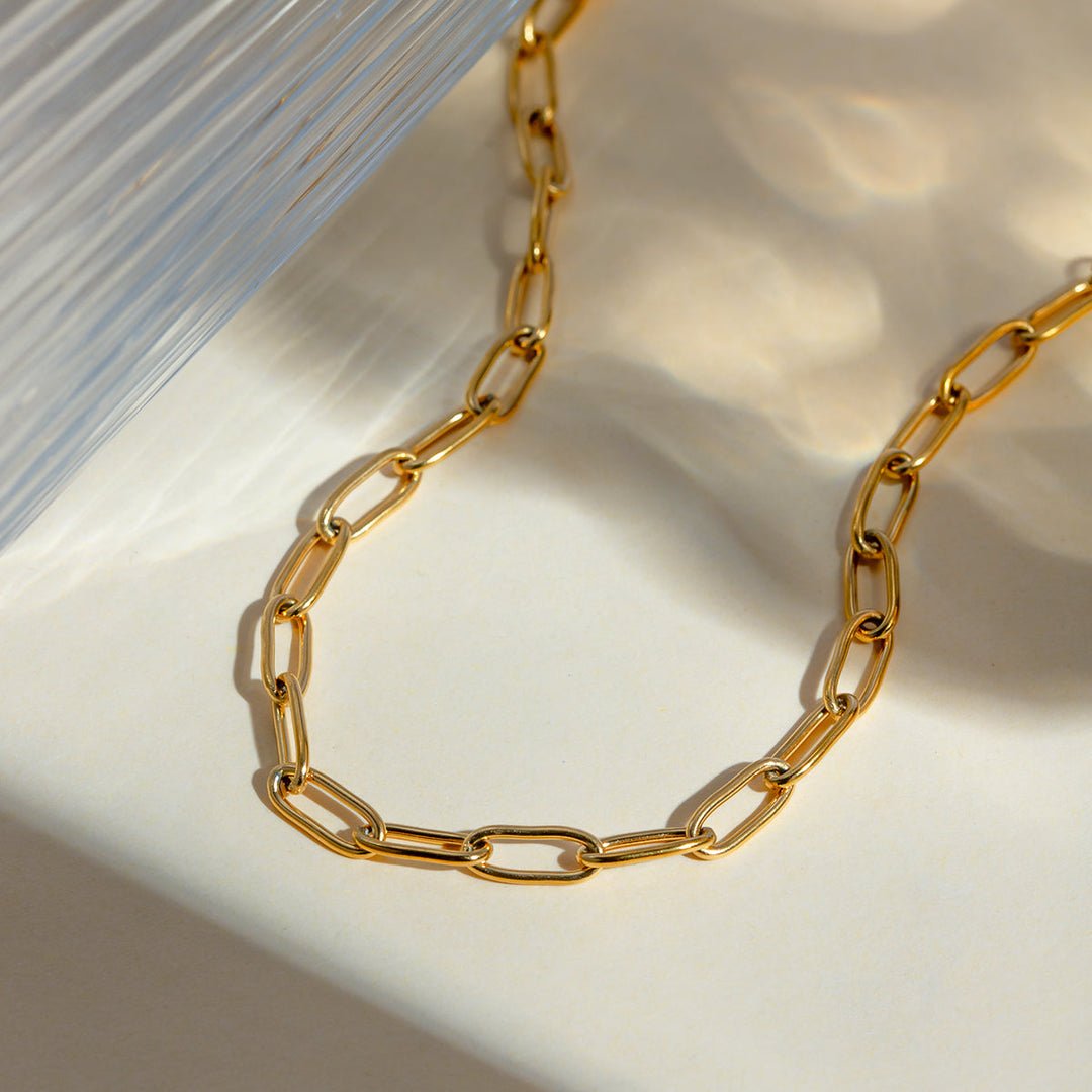 18K Gold Plated Stainless Steel Paper Clip Chain Anklet