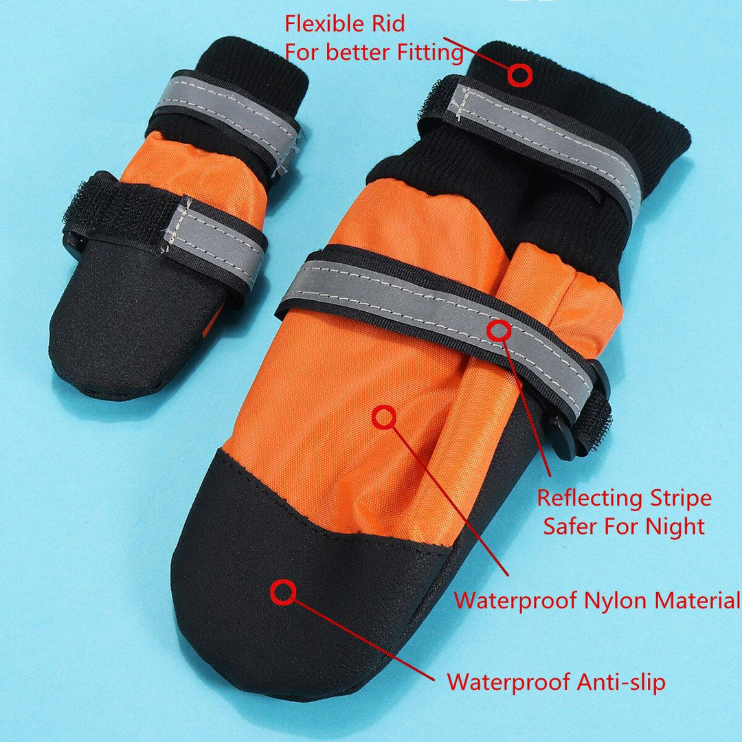 4Pcs Pet Dog Rain Snow Boots Warm Shoe Anti-slip Footwear Sock Waterproof Shoe Covers