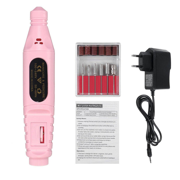 0-20000RPM 110-240V Nail File Art Speed Adjustable Electric Drill File Manicure Drill Pedicure Drill Portable Machine Electric Nail Polisher Kit - MRSLM