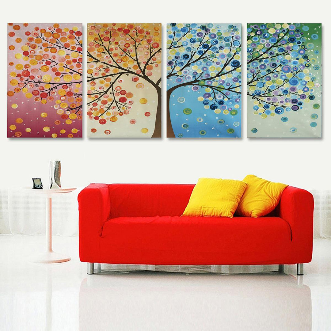 4pcs Canvas Wall Art Painting 40*60cm Hanging Pictures Season Trees Living Hall Decoration Supplies no Frame