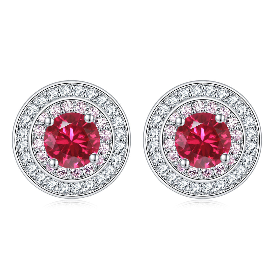 Sterling Silver Round Micro Set Zircon Earrings