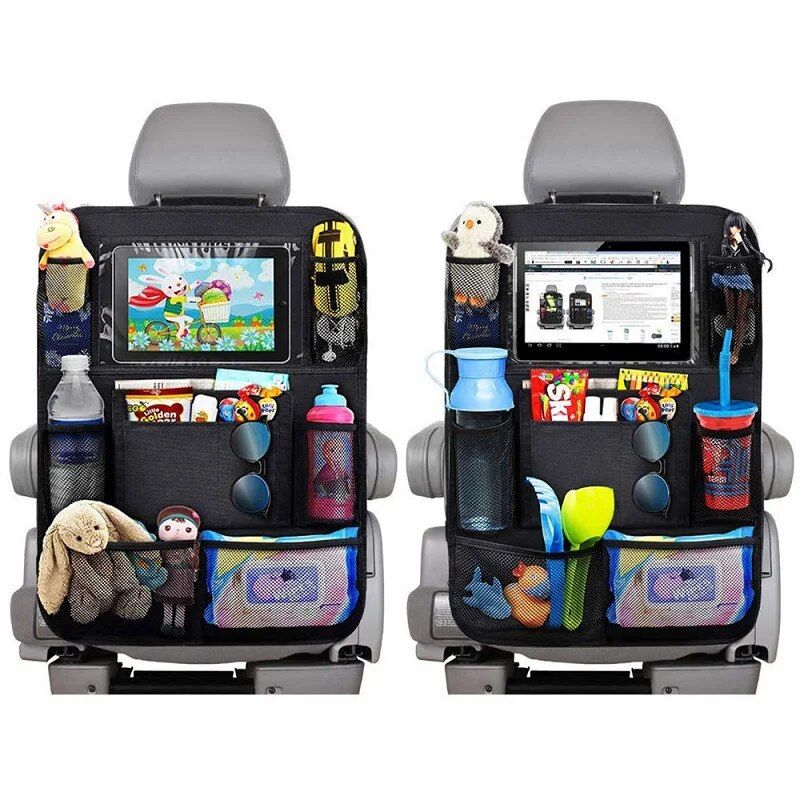 Car Backseat Protector with Touchscreen Tablet Holder & 9 Pockets