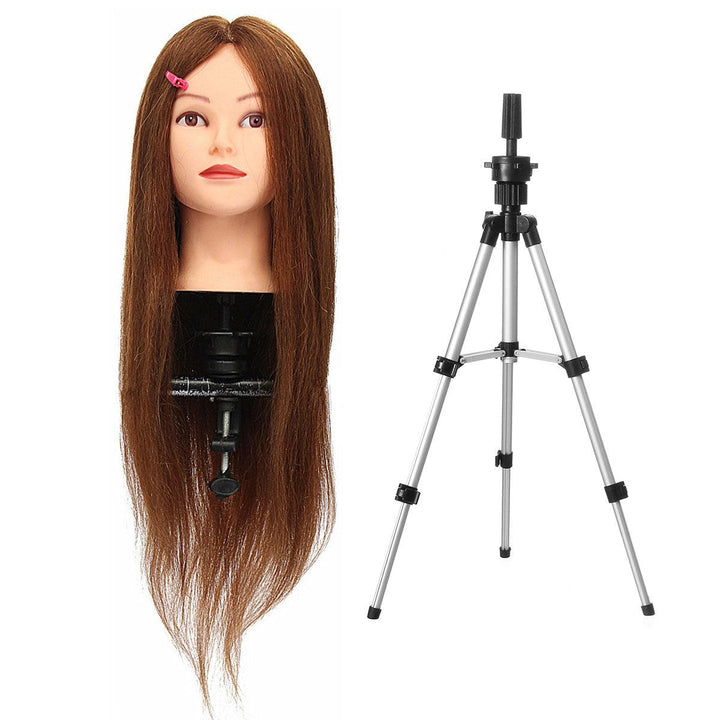 26 Inch 100% Human Hair Dark Gold Hair Head Dummy Head Practice Model Head With Bracket - MRSLM