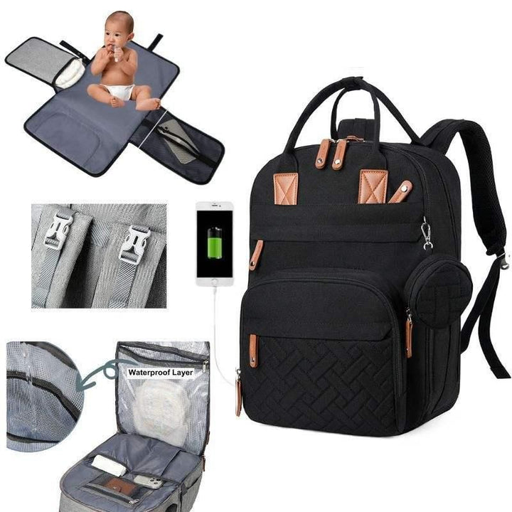 Multifunctional Diaper Bag Backpack with Changing Station - Waterproof, Spacious, and Versatile for Modern Parents