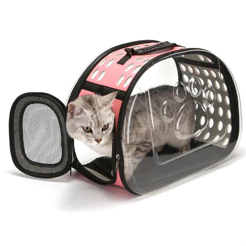 Transparent Foldable Cat Carrier Bag – Portable Pet Travel Pouch