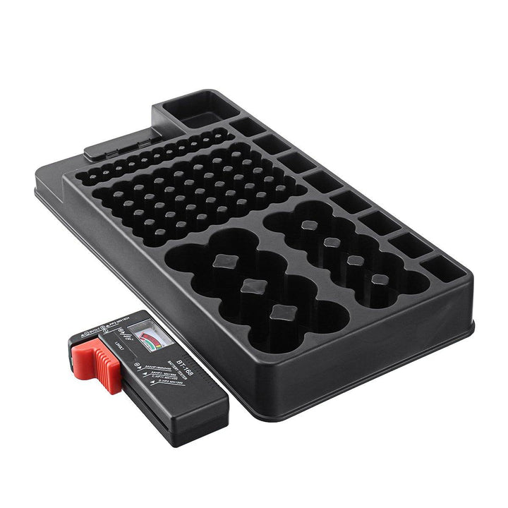 Battery Organizer Case Storage Box Battery Storage Organizer Holder with Tester Battery Capacity Tester Caddy Rack Case Box