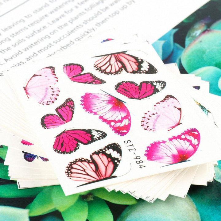 30 Pcs Nail Art Stickers Retro Watercolor Big Butterfly Water Transfer Stickers