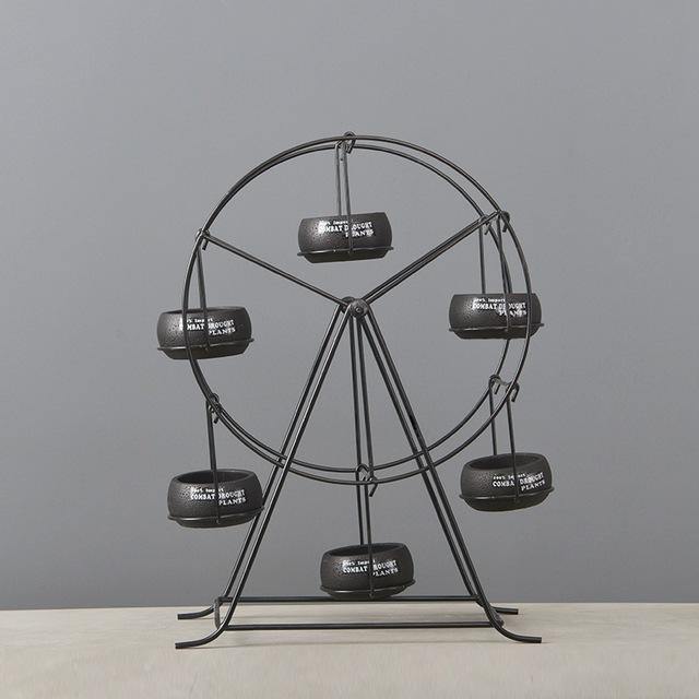 Ferris Wheel-stand with 6 Cement Succulent Plant Pots