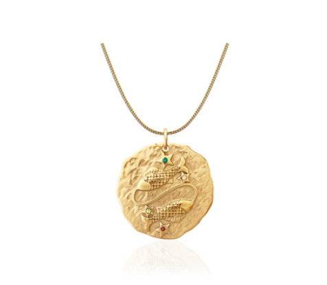 Twelve Constellations Gold Coin Pearl Necklace