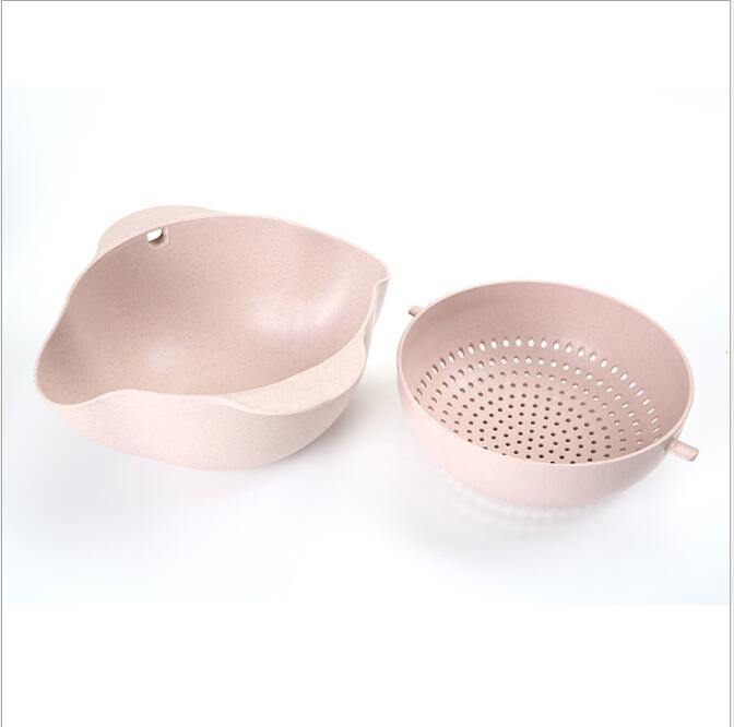 Kitchen Laundry Organizer Thickening Home Kitchen Plastic Rice Friut Bowl Washing Rice Sieve Basin Washing Basket