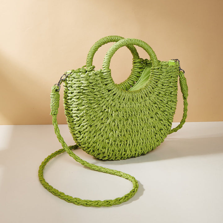 Half Moon Straw Woven Women's Beach Shoulder Bag