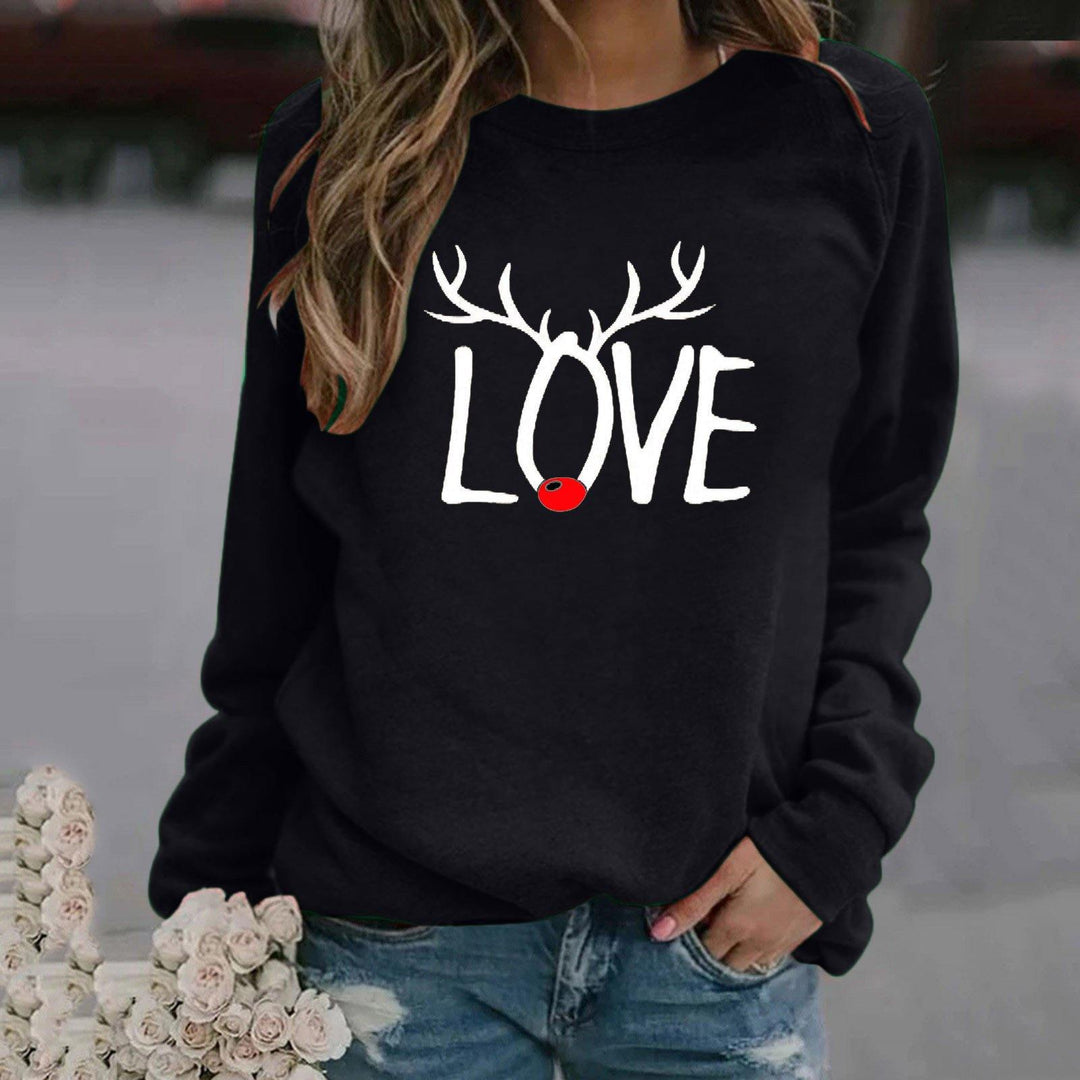 Christmas Pattern Printed Long-sleeved Round Neck Sweater Women