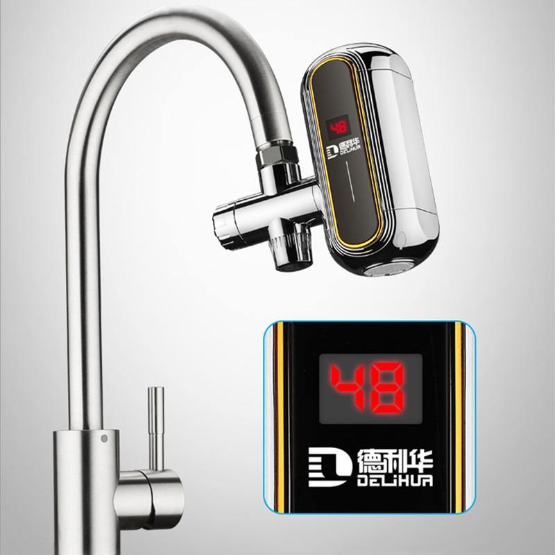 3000W Electric Water Heater Faucet Tankless Kitchen Instant Hot Water Tap Heater Digital LCD Display Easy-Install Heating Tap 220v With Free Installation Tools