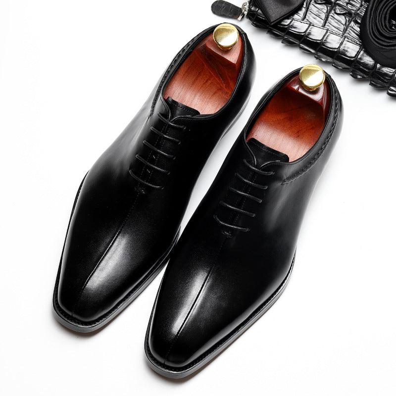 British Pointed Toe Lace-Up Men's Leather Shoes