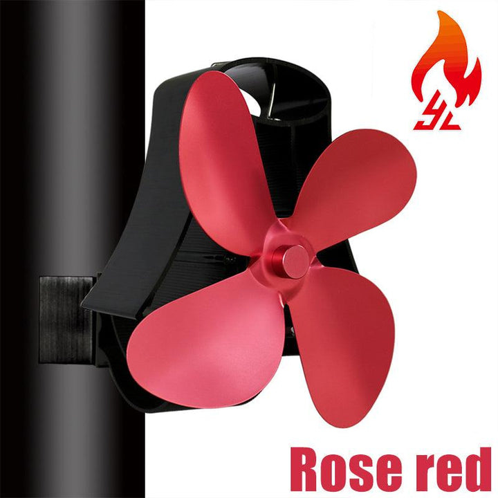 4 Blades Silent Wall Mounted Heat Powered Stove Fan Wood Burner Fireplace EcoFan - MRSLM