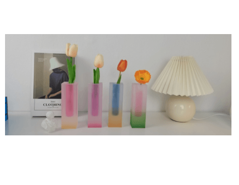 Creative Simple Acrylic Vase Square Column Glass Bubble