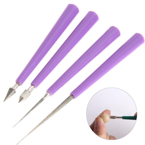 4pcs Diamond Hole Enlarger Tool Set Tipped Reaming File Reamer