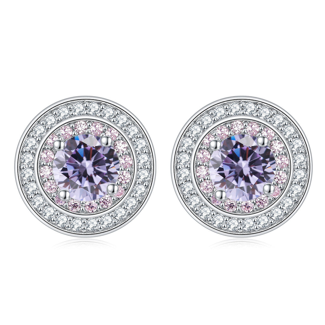 Sterling Silver Round Micro Set Zircon Earrings