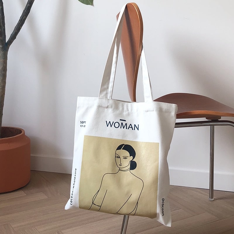 Women's Woman Print Canvas Tote Bag