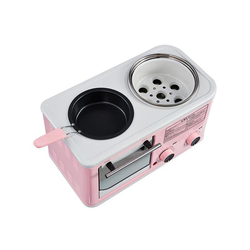 3 in 1 Electric Household Breakfast Machine Mini Bread Toaster Baking Oven Omelette Frying Pan Food Steamer