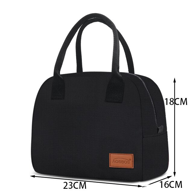 Simple Style Black Cooler Lunch Bag