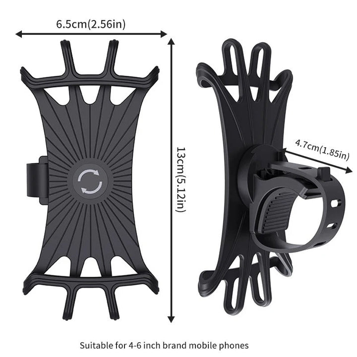 360° Rotary Silicone Phone Holder for Bicycles and Motorcycles - Fits 4-6 inch Devices