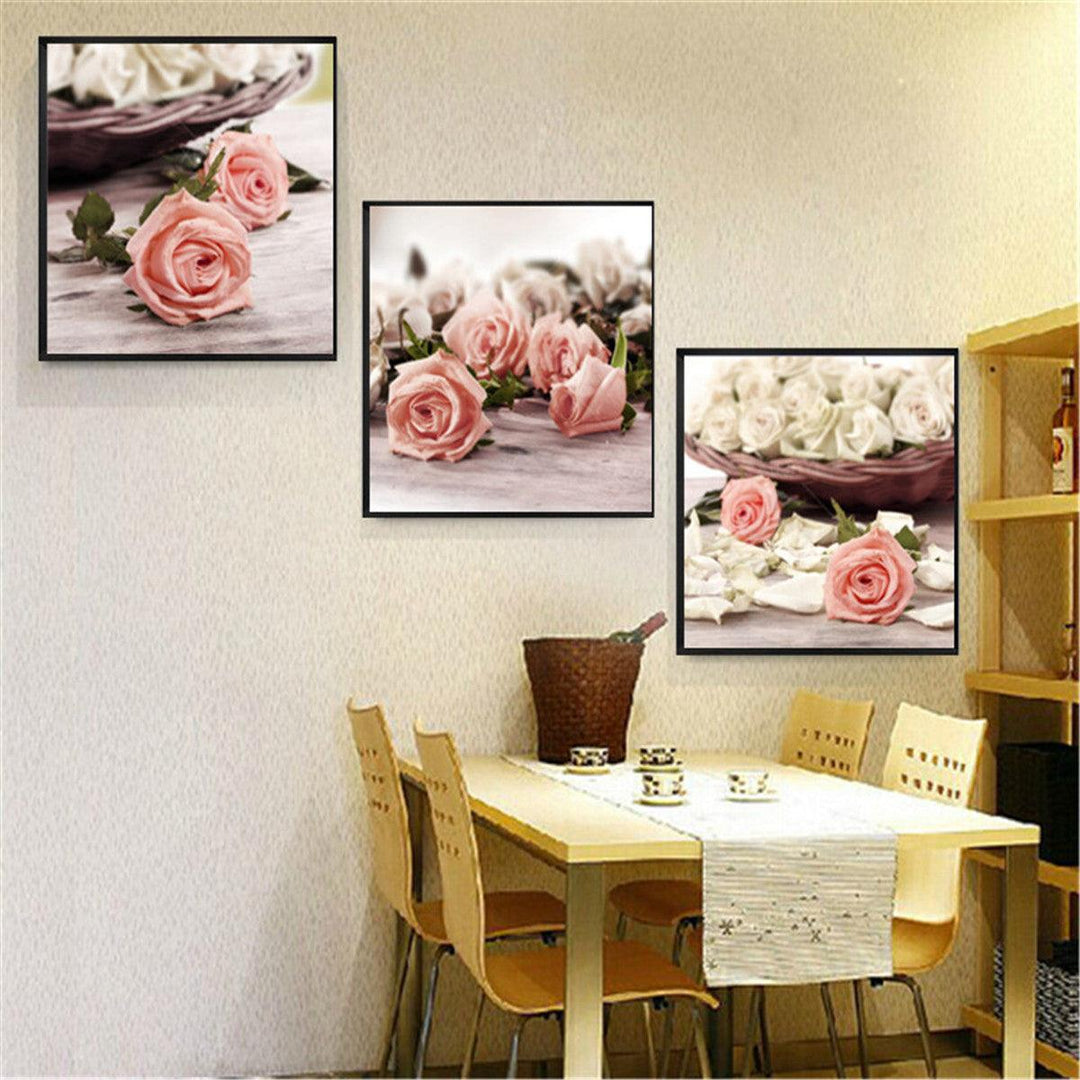 3Pcs Flowers Canvas Print Paintings Wall Decorative Print Art Pictures Frameless Wall Hanging Decorations for Home Office