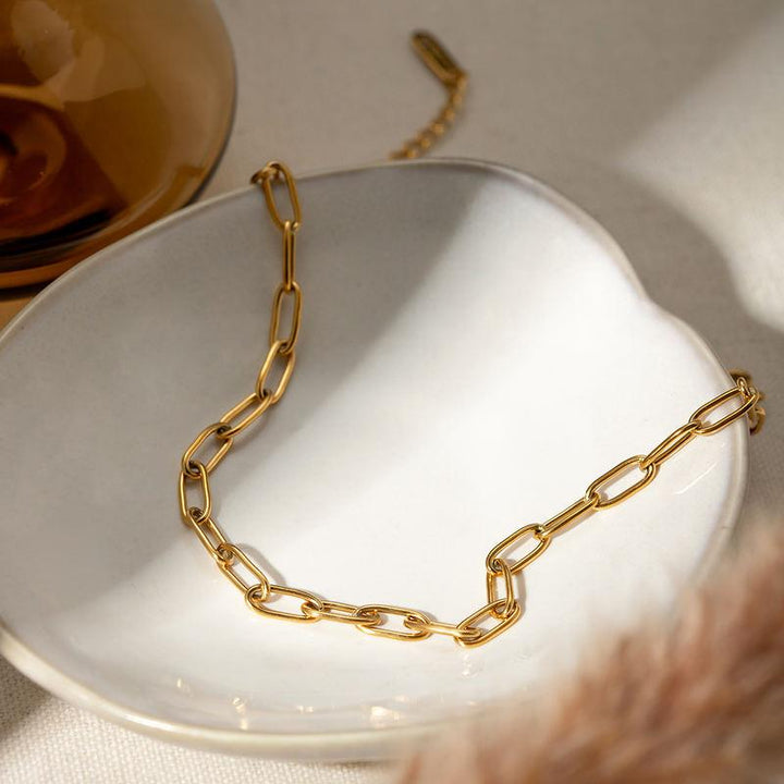 18K Gold Plated Stainless Steel Paper Clip Chain Anklet