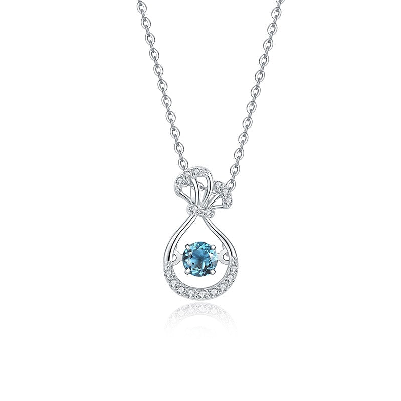 Women's S925 Sterling Silver Natural Topaz Necklace