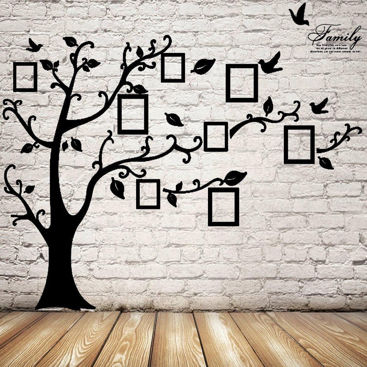 2.5M Removable Memory Tree Picture Frames Wallpaper Photo Wall Stickers Decor Bird Room Wall Black