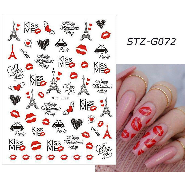 3D Nail Art Stickers Rose Cupid Eros Love Lip Adhesive Valentine's Day Stickers - MRSLM