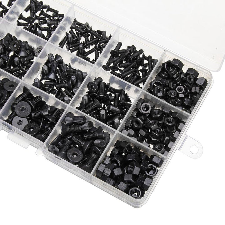 Suleve‚Ñ¢ MXCH 480Pcs M3/M4/M5 Carbon Steel Screw 10.9 Grade Hex Socket Flat Head Bolt Nut Assorment