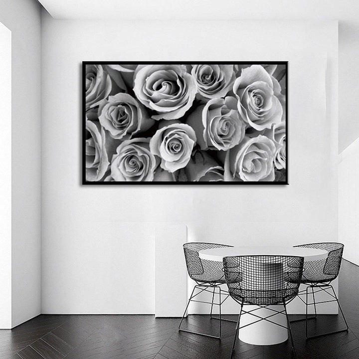 1 Piece Canvas Print Paintings Grey Rose Wall Decorative Print Art Pictures Wall Hanging Decorations for Home Office No Frame