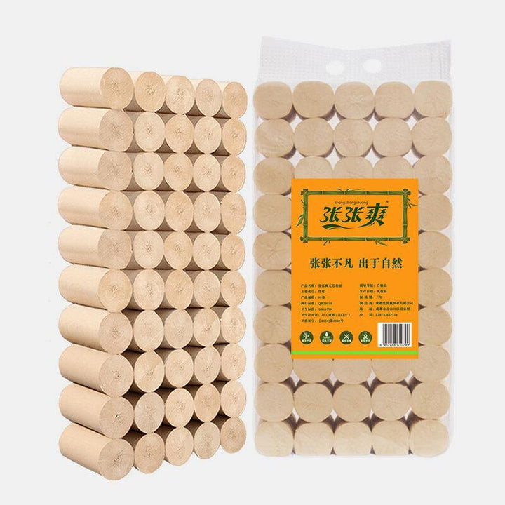 50 Rolls Coreless Bamboo Paper Towel Ultra Soft Toilet Paper for Home Hotel Cafe Shop Restaurant - MRSLM