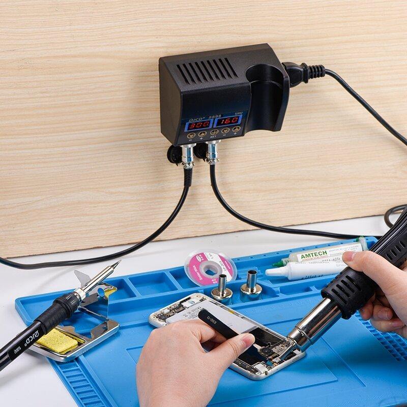 JCD 8898 2 in 1 750W Soldering Station Hot Air Gun Heater LCD Digital Display Soldering Iron Welding Rework Station for Cell-phone BGA SMD PCB IC Repair