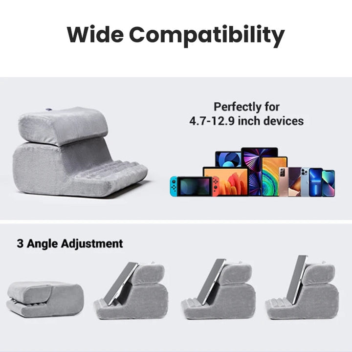 Adjustable Tablet & Phone Pillow Stand - Foldable & Portable Design for All Devices