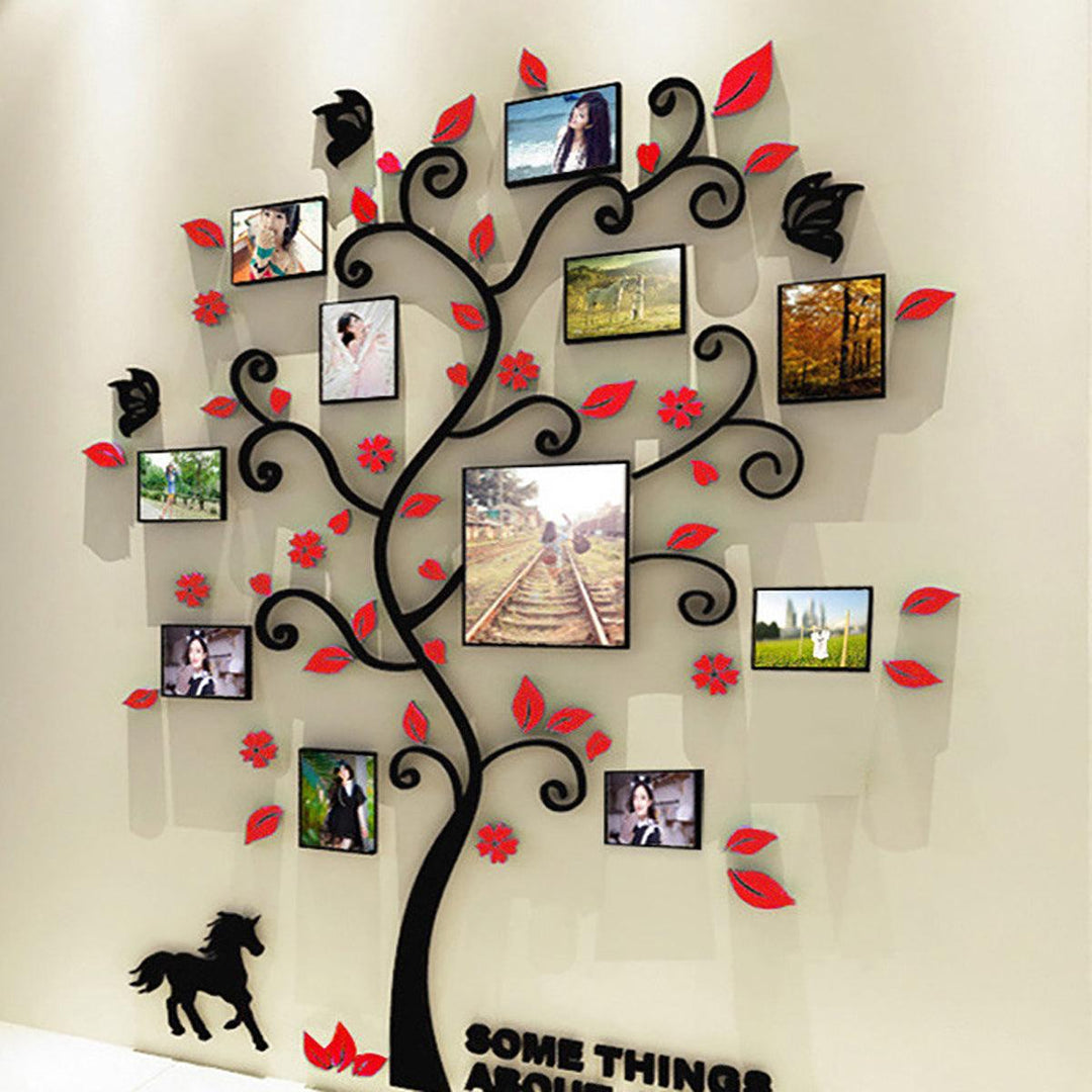 3D Wall Photo Frame Acrylic Wall Stickers Living Room Bedroom Home Decorative Wall Sticker Wall Art Furnish Supplies (L)