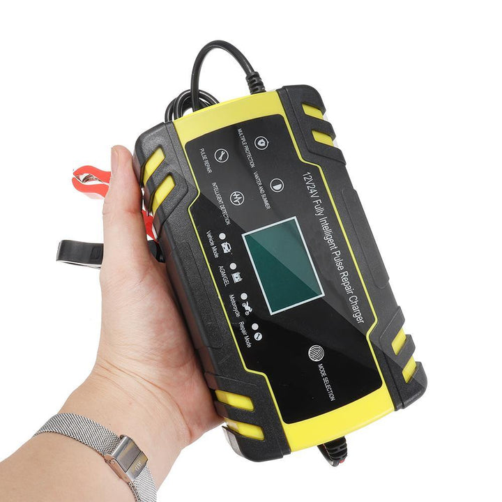 Enusic™ 12/24V 8A/4A Touch Screen Pulse Repair LCD Battery Charger For Car Motorcycle Lead Acid Battery Agm Gel Wet