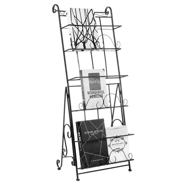 3 Layers Dimensional Bookshelf Magazine Newspaper Rack Landing Iron Art Creative Publicity Display Shelf for Home Art Decoration