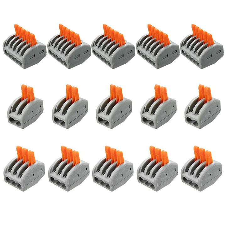 Excellway¬Æ ET25 15Pcs 2/3/5 Pins Spring Terminals Block Electric Cable Wire Connectors