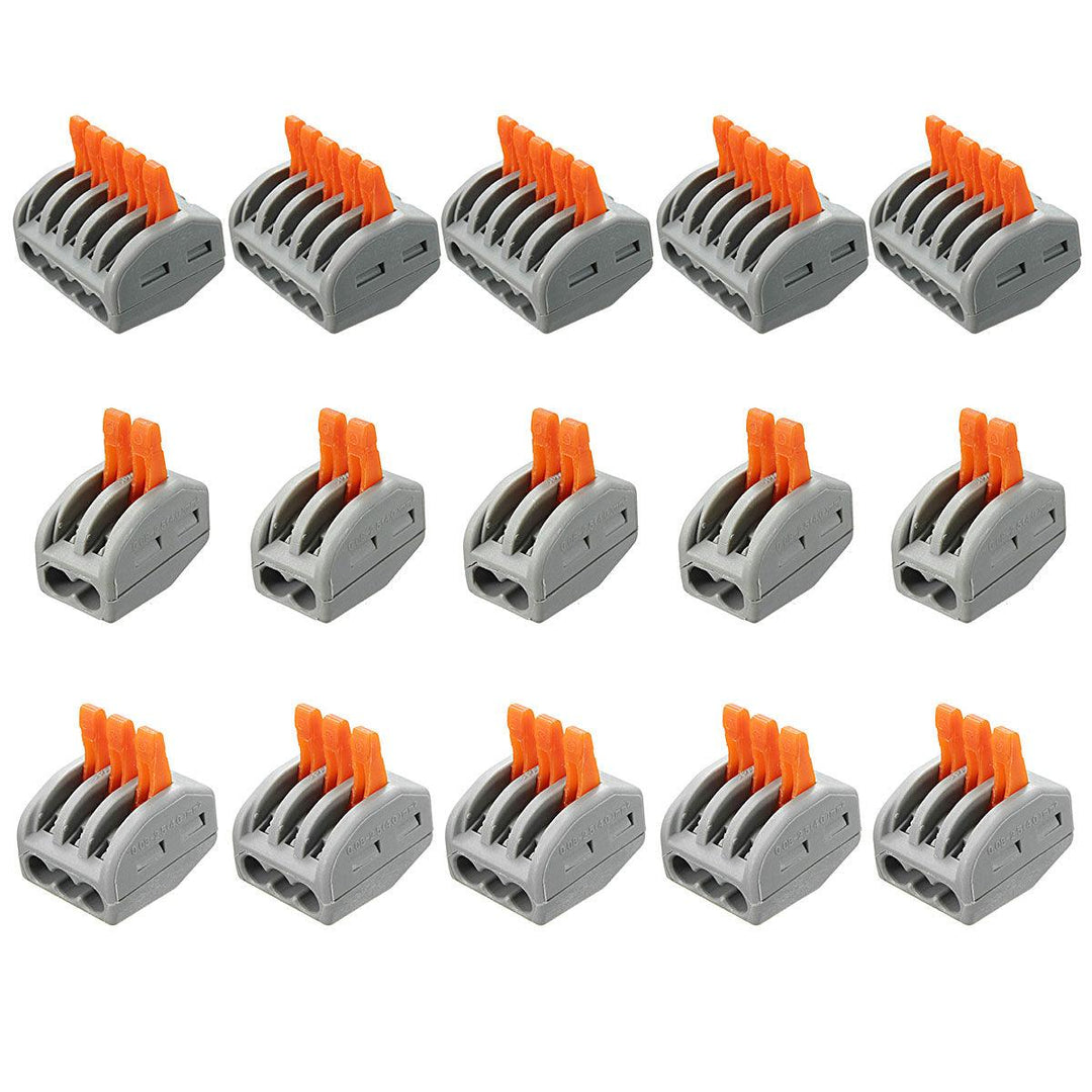 Excellway¬Æ ET25 15Pcs 2/3/5 Pins Spring Terminals Block Electric Cable Wire Connectors - MRSLM