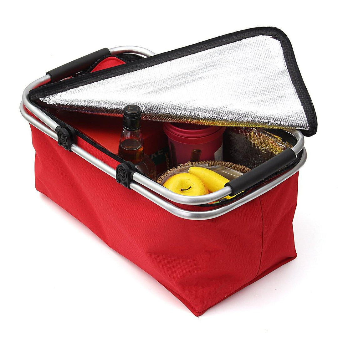 30L Large Folding Insulated Thermal Cooler Bag Picnic Camping Lunch Storage Baskets (Red)