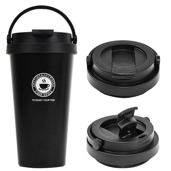 500ML Portable Coffee Vacuum Flasks Insulated Mugs Hot & Cold Cup With Handle Leakproof Stainless Steel Thermos Flask Tea Water Bottle - MRSLM