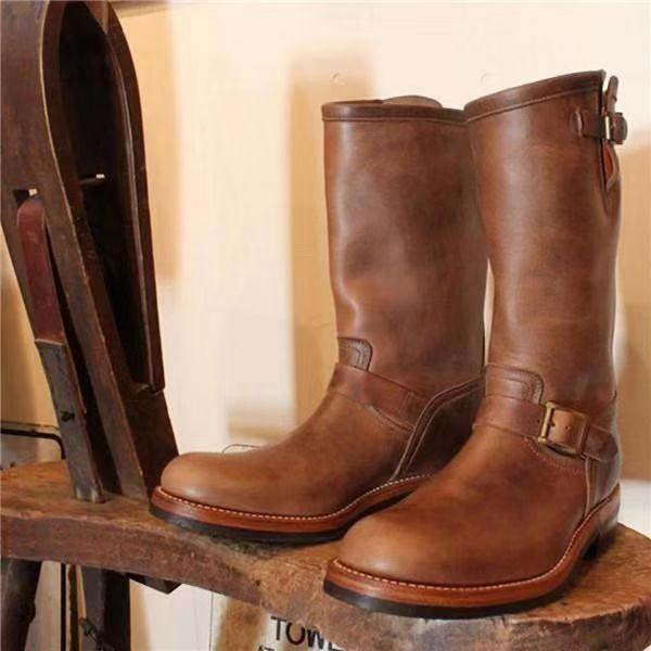 Flat-bottomed Wedge Mid-tube All-match Casual Fashion Men's Boots