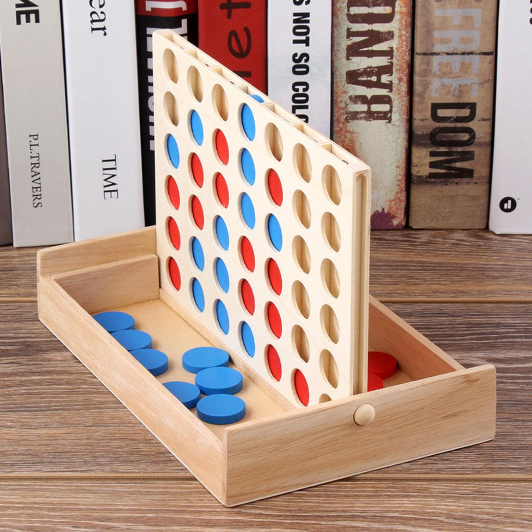 4 In A Row Traditional Wooden Gameboard Education Board Game Classic Four in a Line Connect Game For Home School