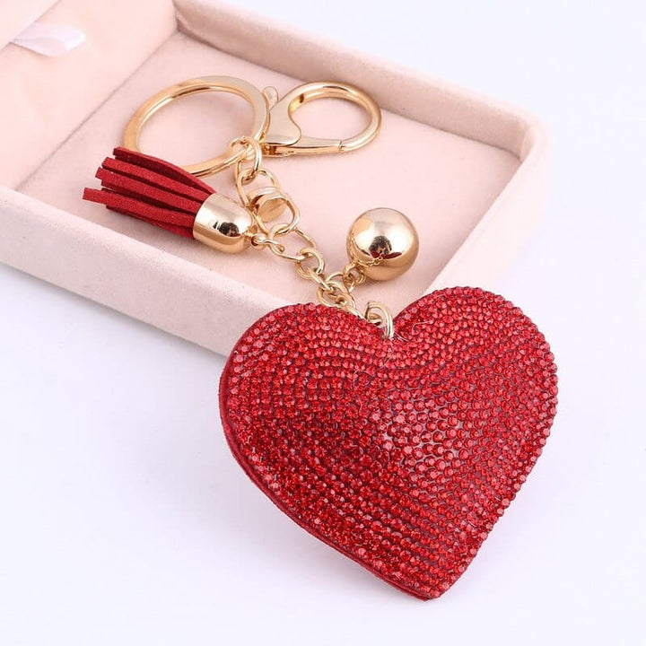 Heart Shaped Keychain with Crystals