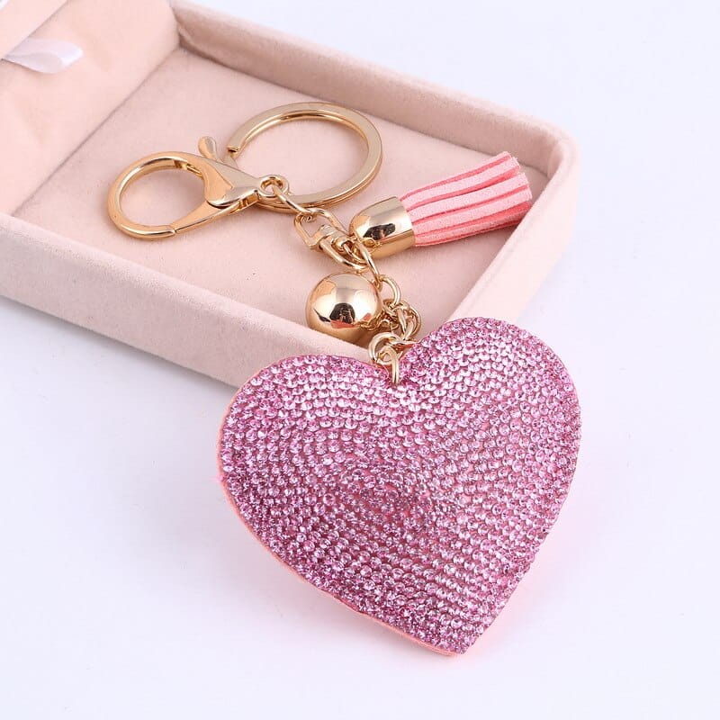 Heart Shaped Keychain with Crystals