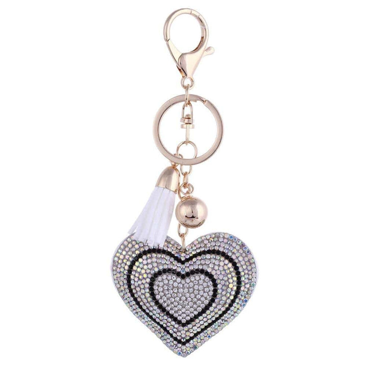 Heart Shaped Keychain with Crystals