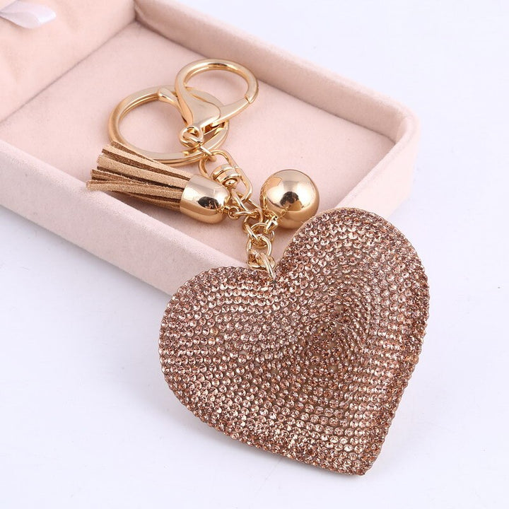 Heart Shaped Keychain with Crystals